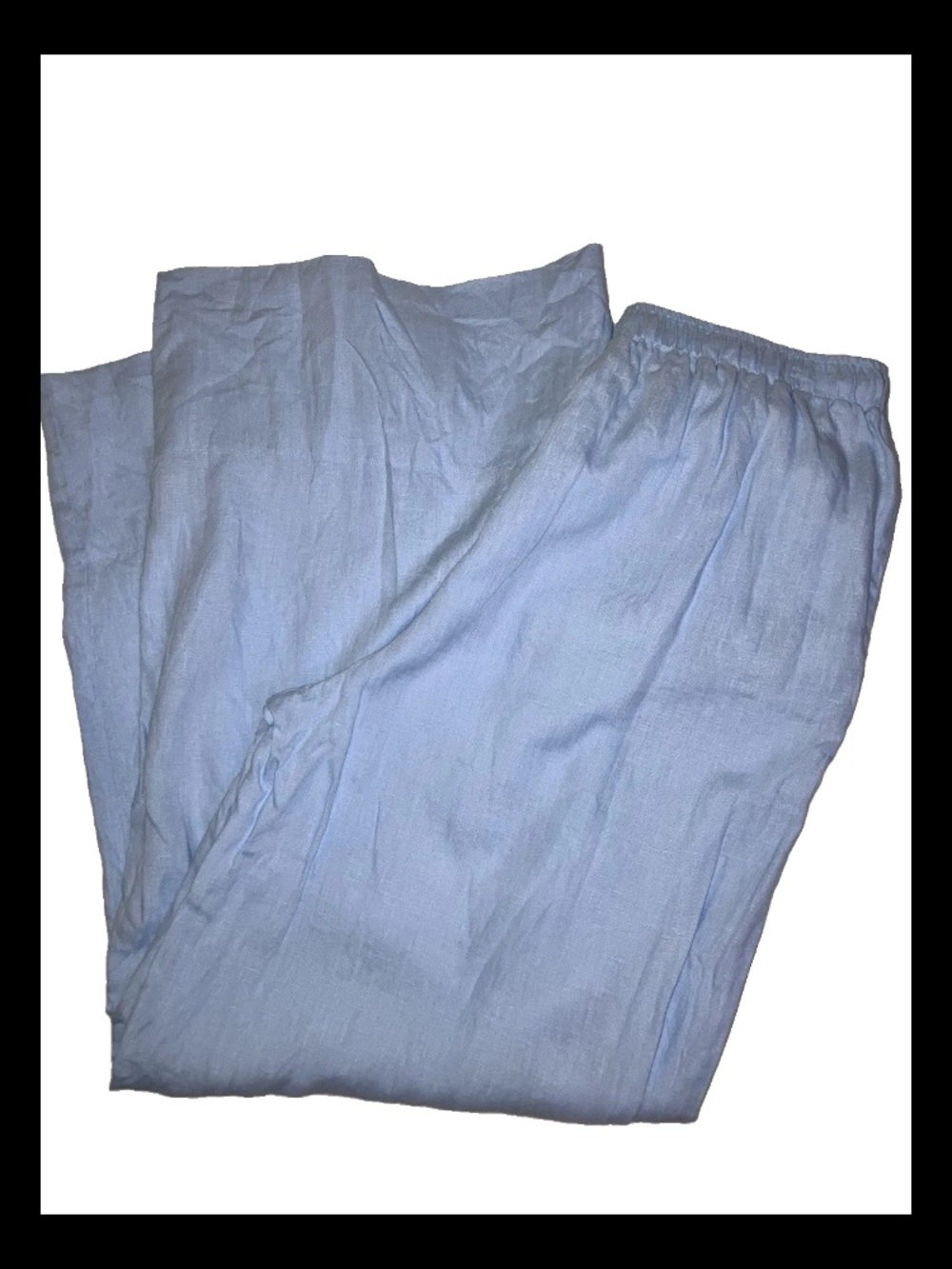 Mint Velvet Wide Leg Linen Trousers Pants L Long Tall Blue Minimal Elastic Waist - Picture 9 of 9